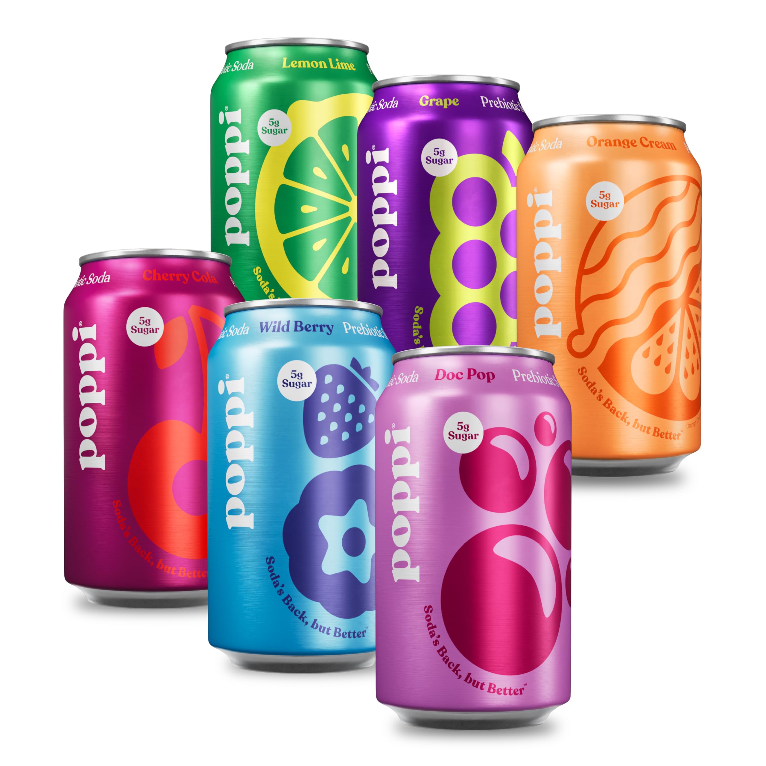 Poppi Lemon Lime can with prebiotic fizz for everyday refreshment.