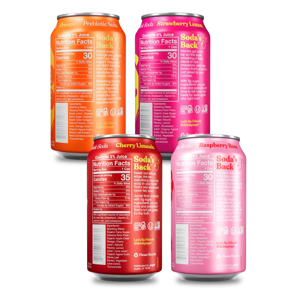 Poppi strawberry lemon can with fizz, ideal for a midday refresh