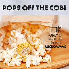 Poppin Cobs on-the-cob with included bag for simple microwave preparation.