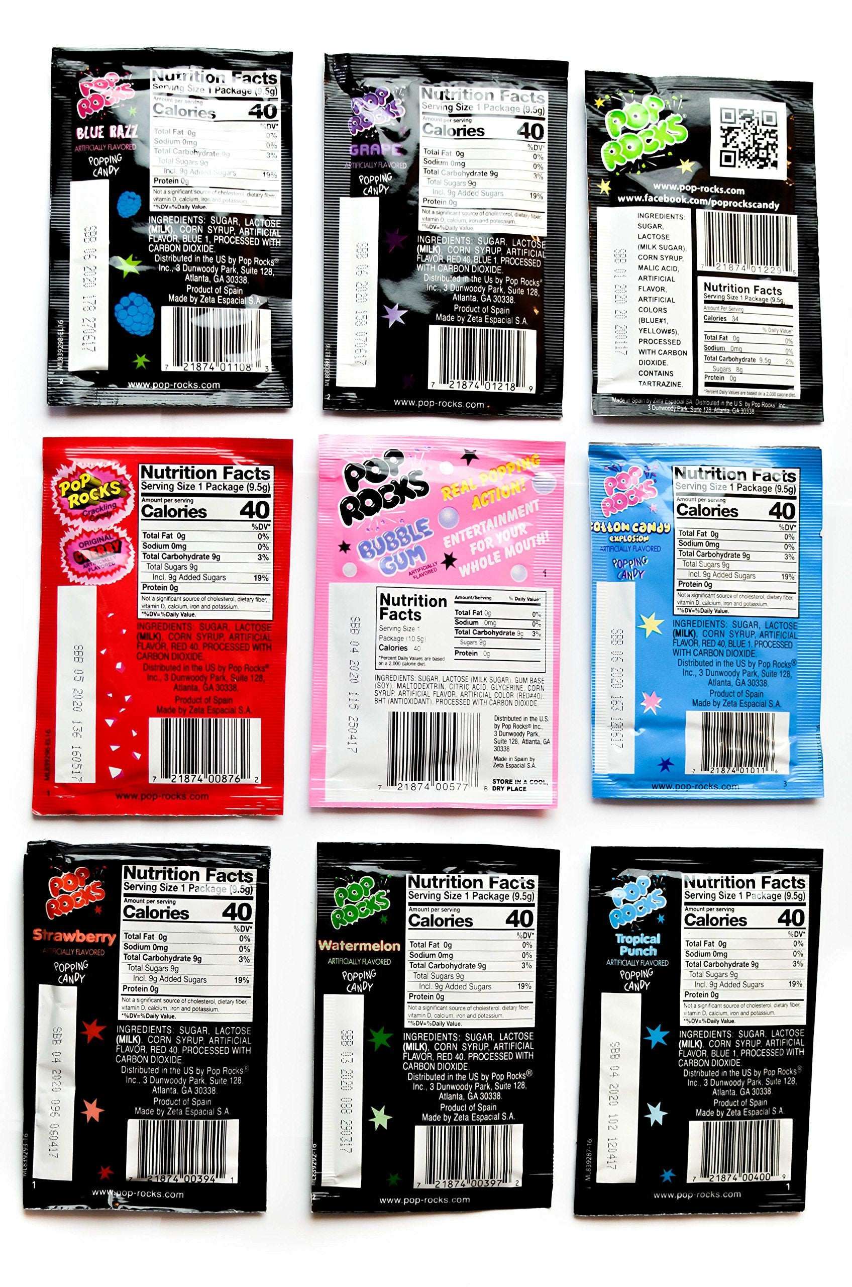 Close-up of Pop Rocks flavor variety showcasing popping candy action.