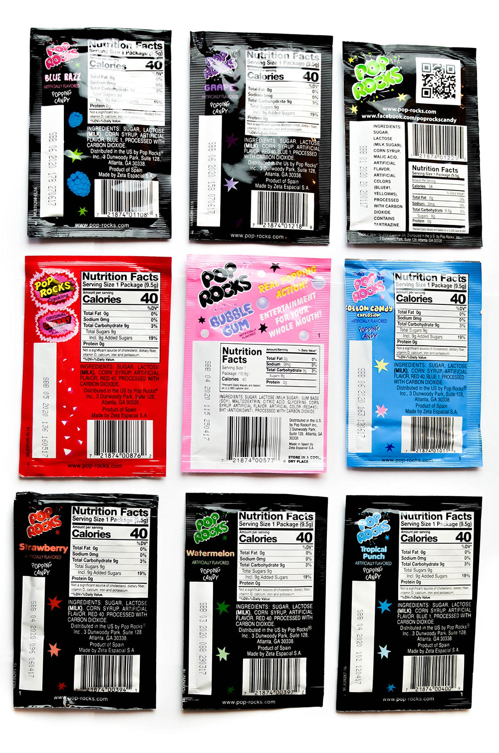 Close-up of Pop Rocks flavor variety showcasing popping candy action.