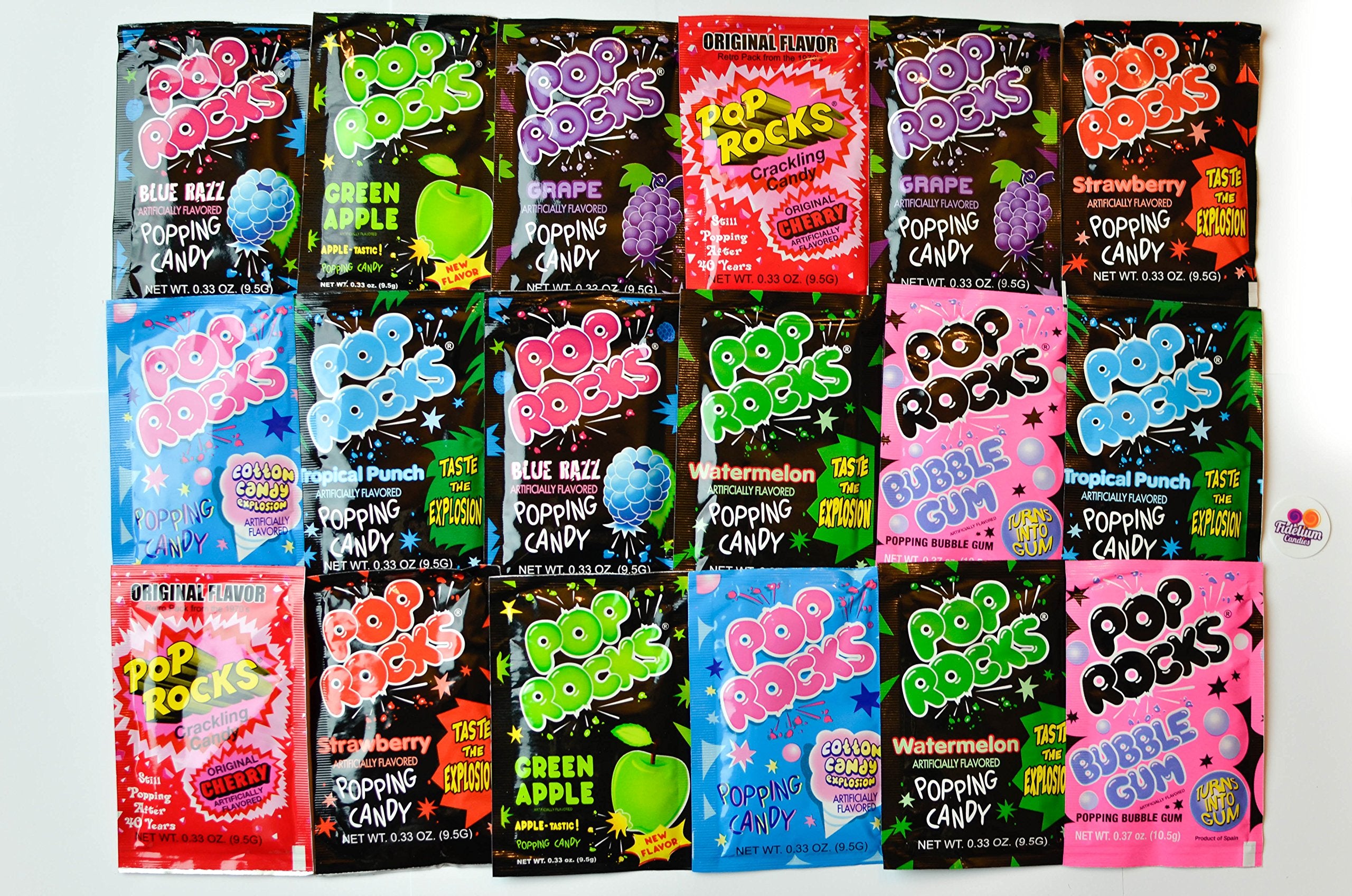 Pop Rocks licensed sticker pack adds fun branding to kid snacks.