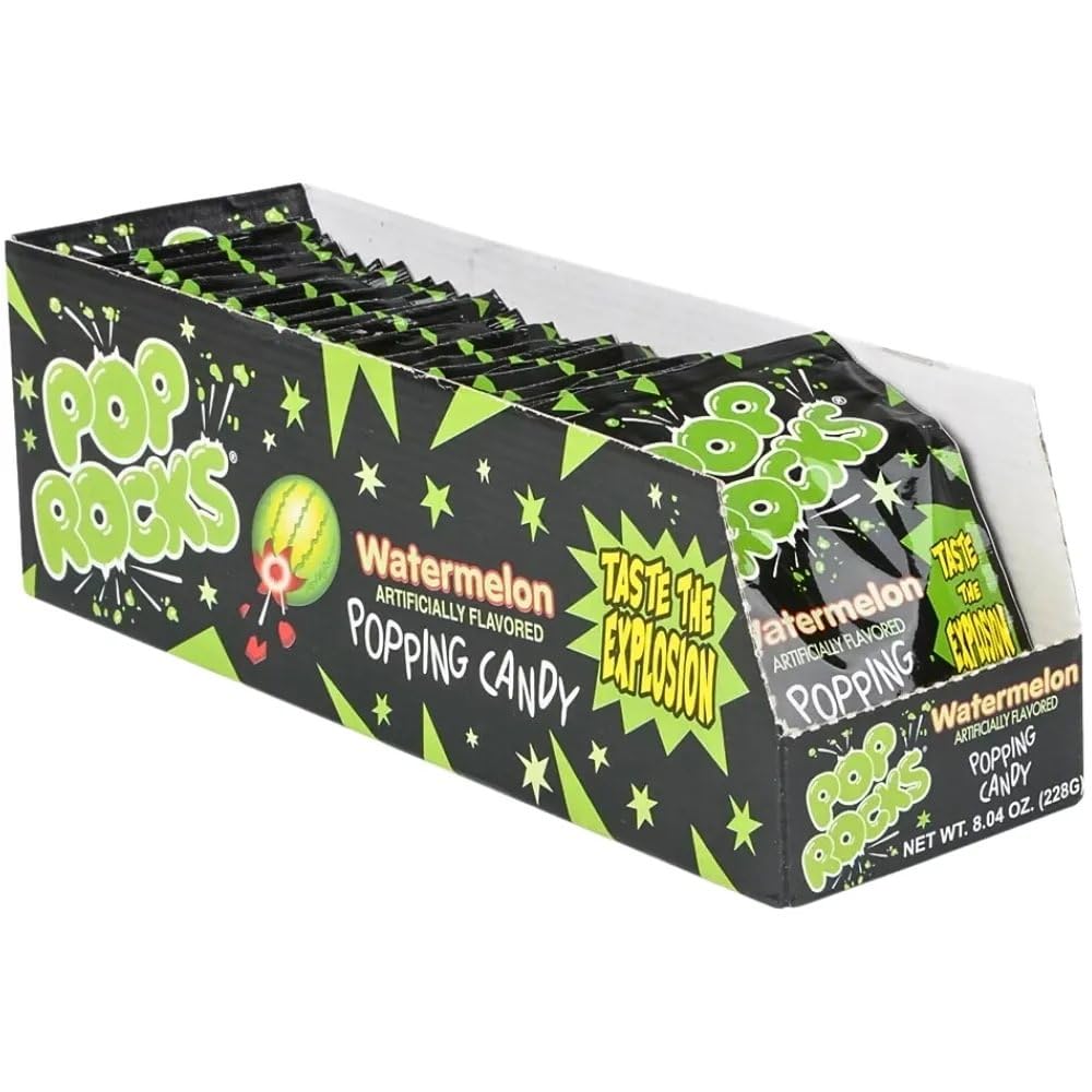Pop Rocks Watermelon packaging back with nutrition label.