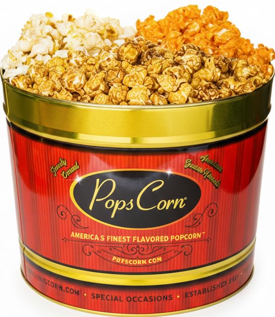 Pops Corn three-flavor lineup inside the tin for variety