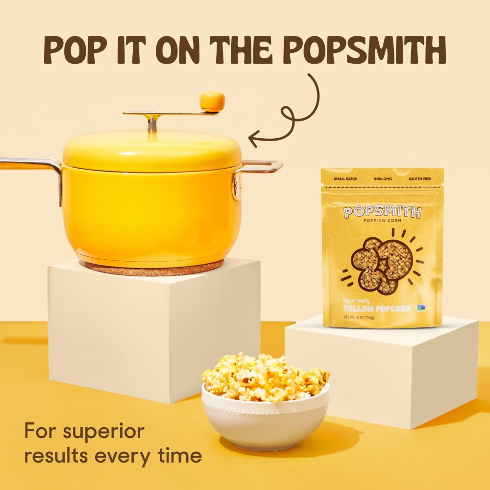 POPSMITH popcorn ready to season for movie night.