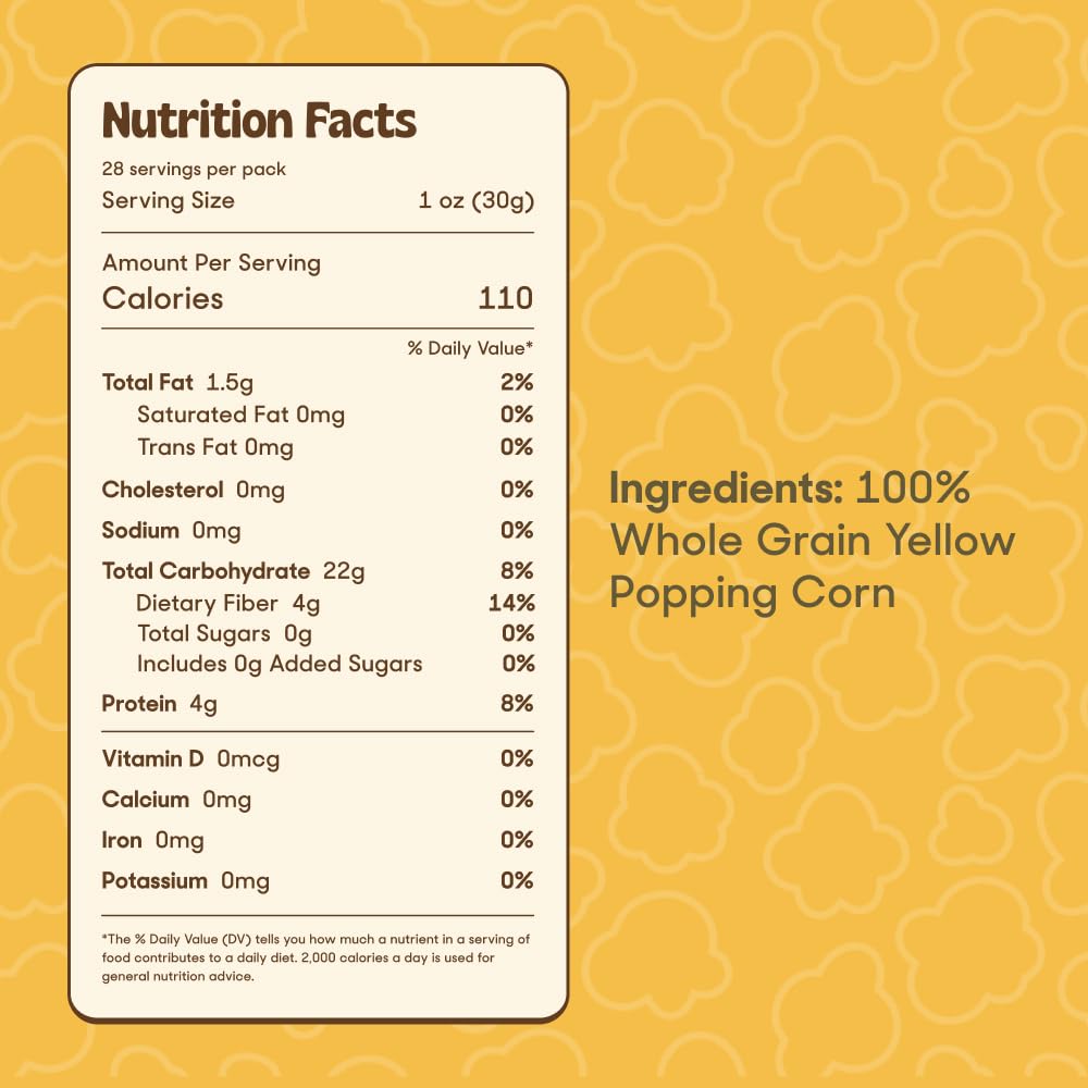 POPSMITH yellow kernel bag close-up showing premium kernels for consistent pops.