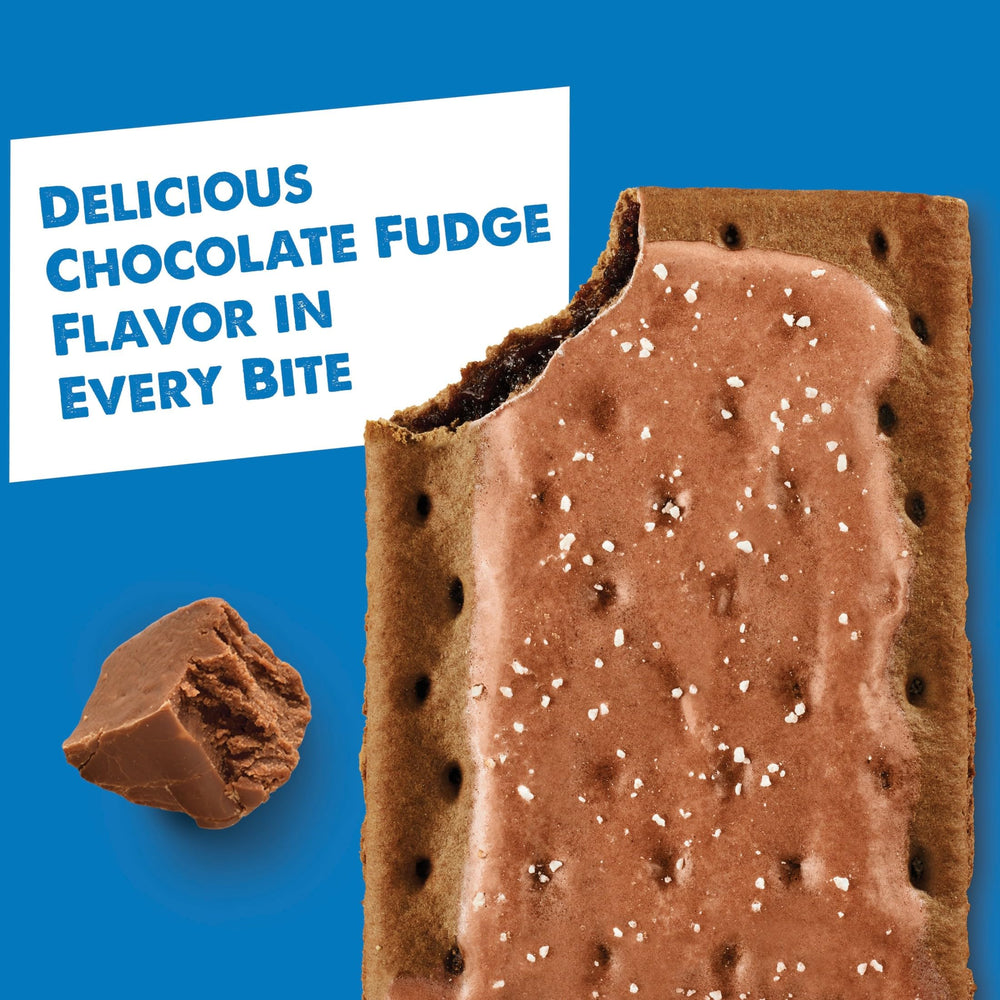 Frosted surface with colorful sprinkles on Pop-Tarts Chocolate Fudge.