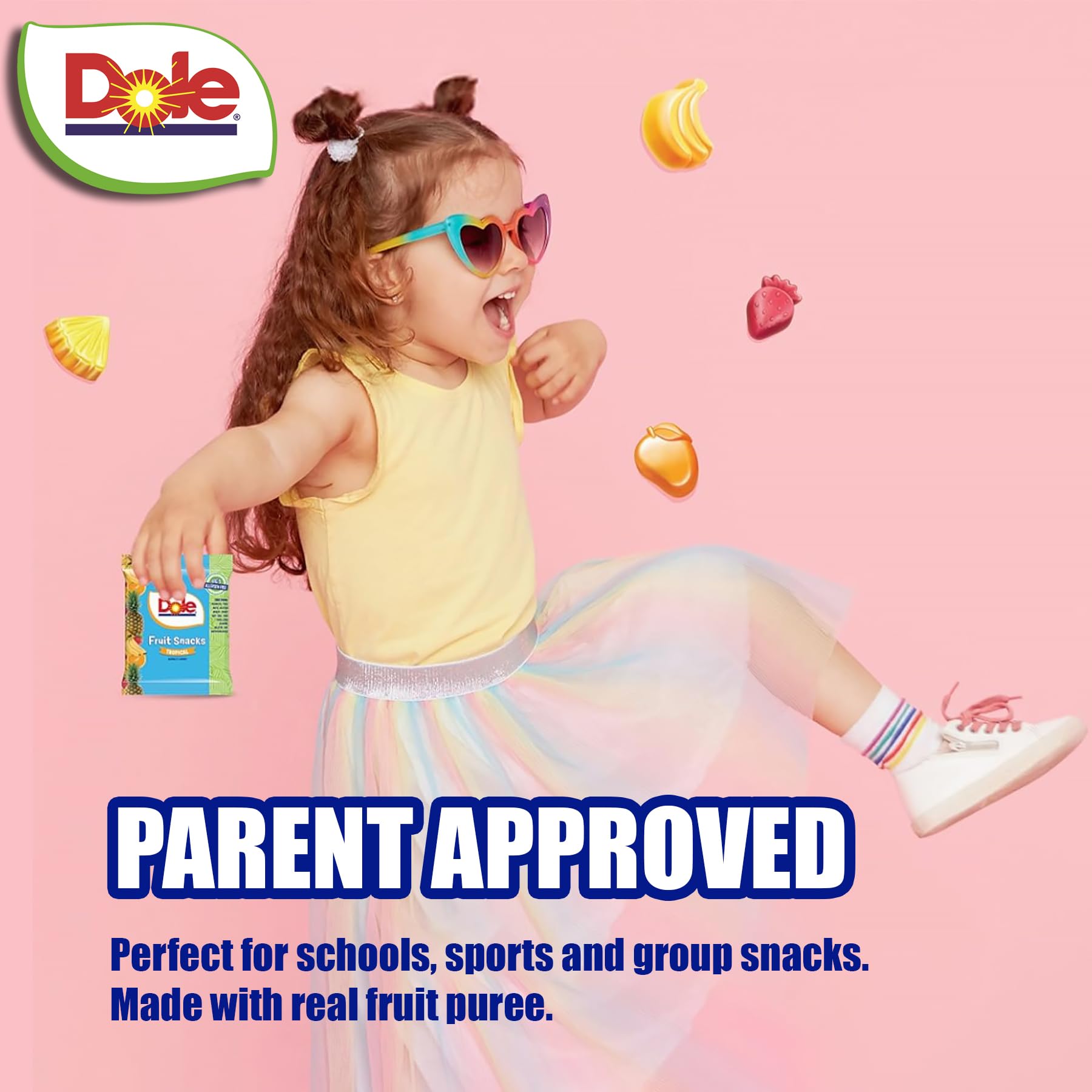 POPUPS! LOLLIPOP Dole fruit snacks classroom-friendly packaging for group snacking.