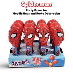 Spiderman lollipop inside holder ready for quick snacking at events.