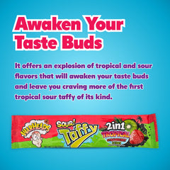 Individually wrapped WARHEADS tropical sour taffy bars for lunchboxes and travel
