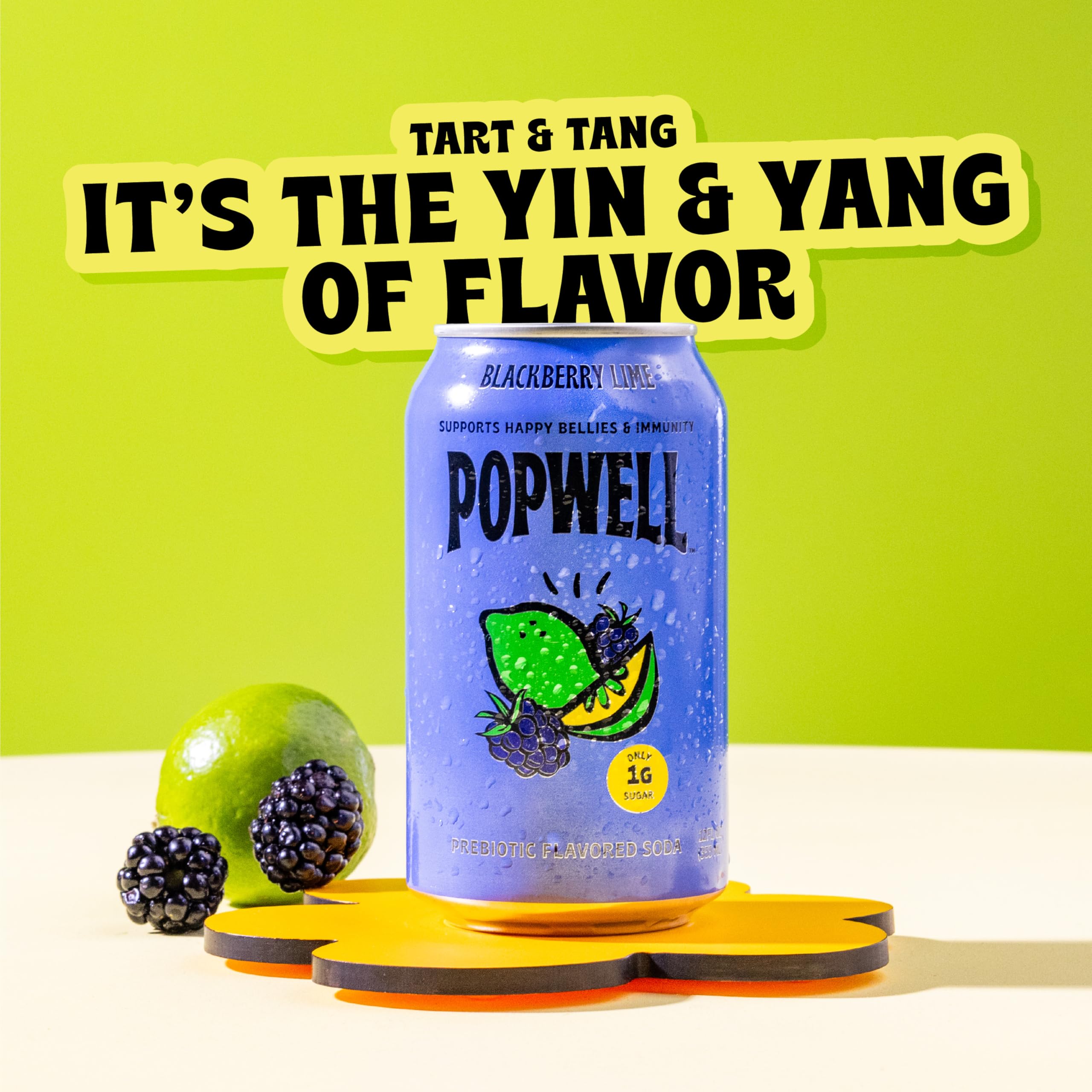 Popwell Blackberry Lime being poured into a glass for a refreshing sip.