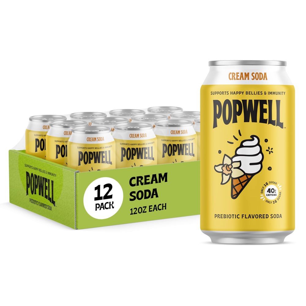 Popwell Cream Soda front label displaying bold flavor promise for a refreshing break