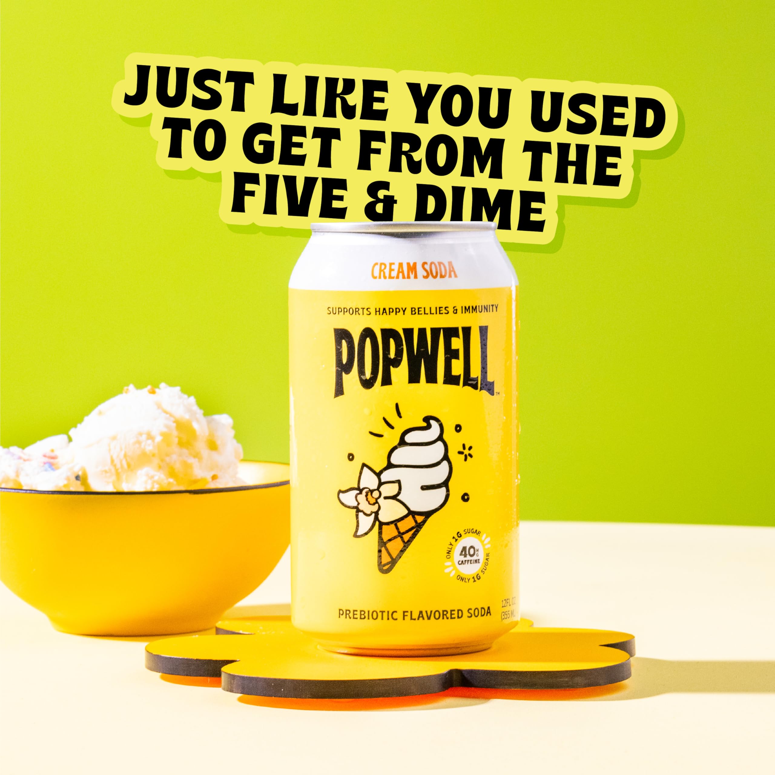 Popwell Cream Soda pack of 12 cans ideal for home or travel