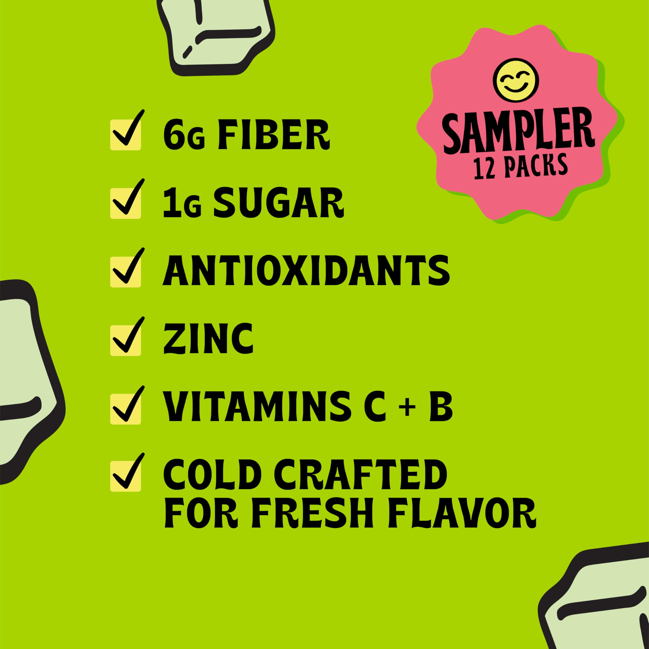 Popwell nutrition label close-up highlighting vitamins and antioxidants