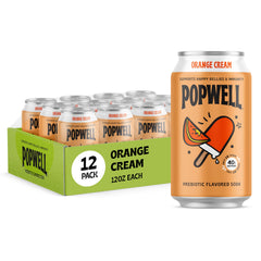 Popwell Orange Cream can front view with fiber-forward branding.