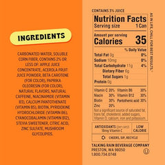 Popwell Orange Cream can side view highlighting 1g sugar and caffeine.