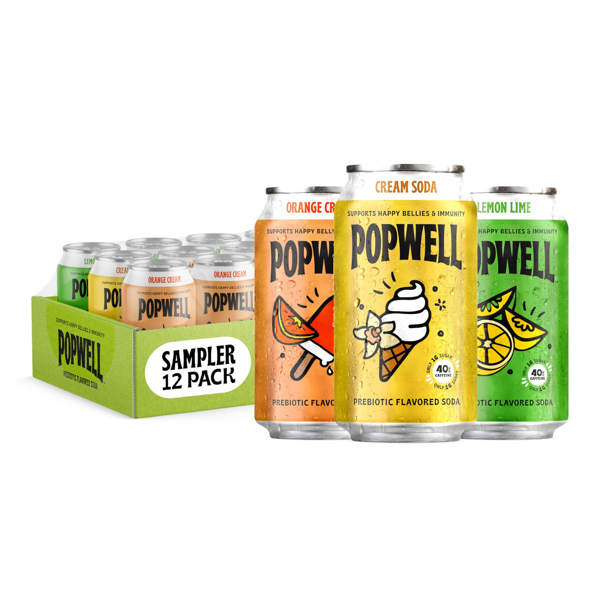 Popwell Orange Cream can, bright citrus with a creamy finish, ideal for a refreshing break
