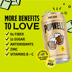 Detail of Popwell Root Beer label with vitamins and antioxidants