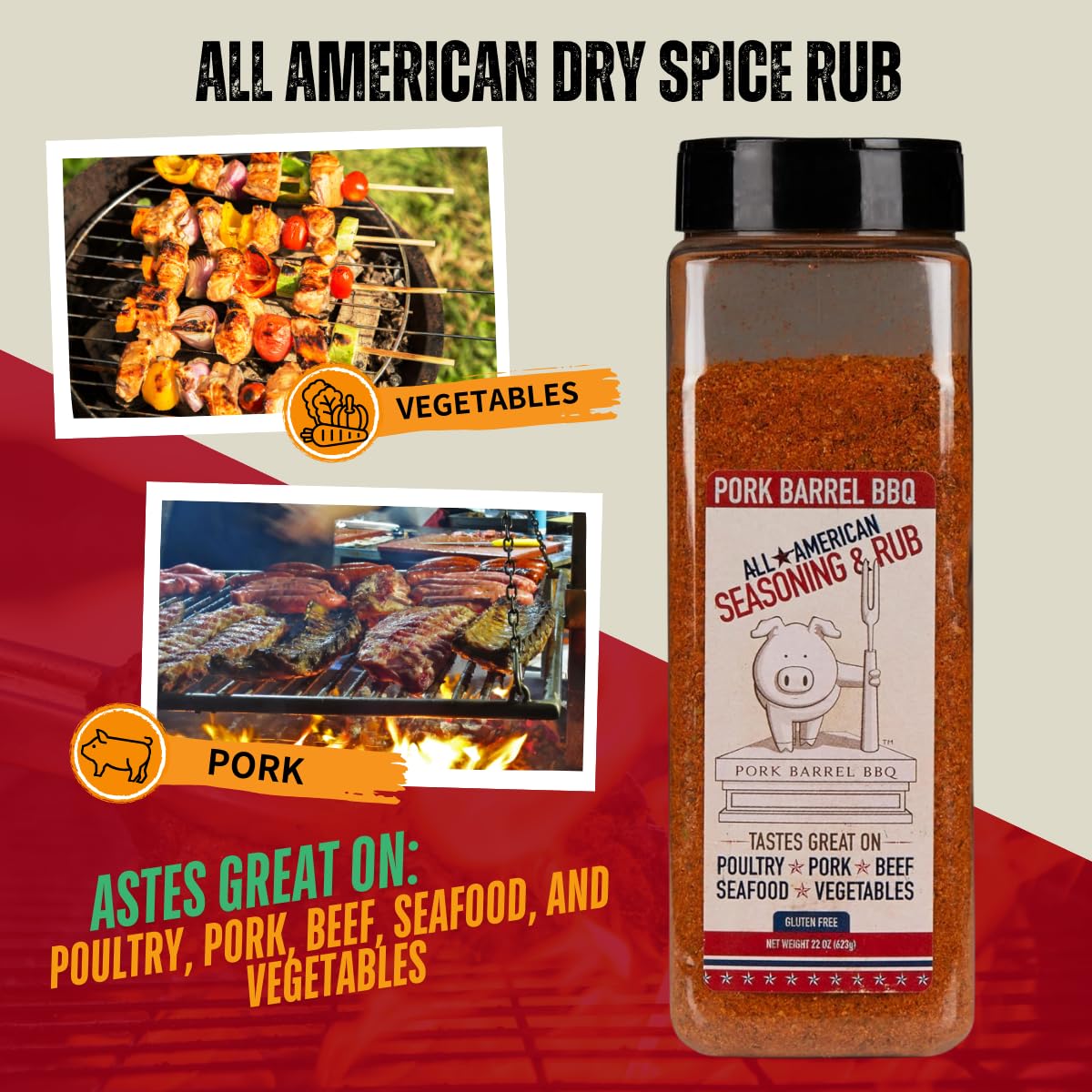 Pork Barrel BBQ All American Seasoning on grilled chicken delivering smoky tangy flavor