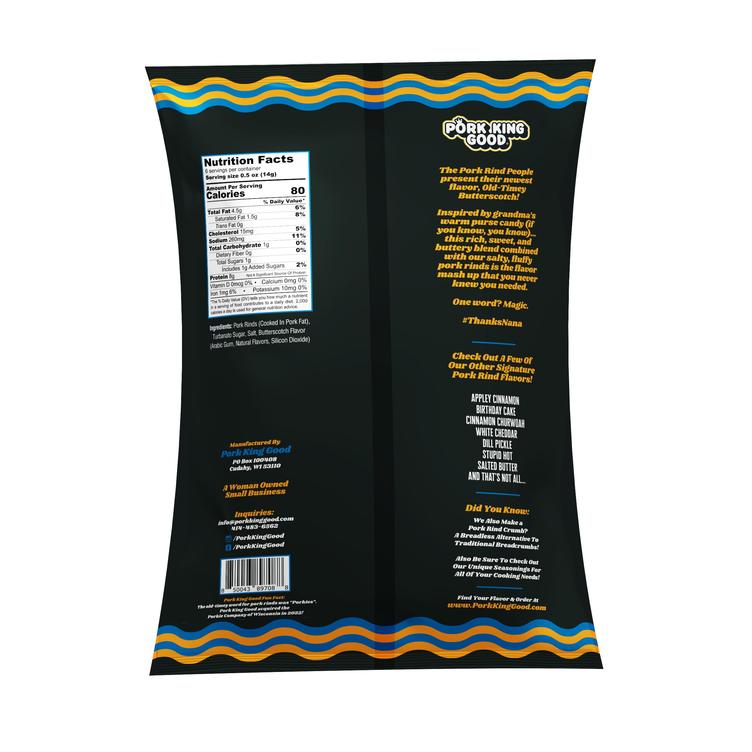 Pork King Good 1g sugar low-carb option banner highlighting keto-friendly snack
