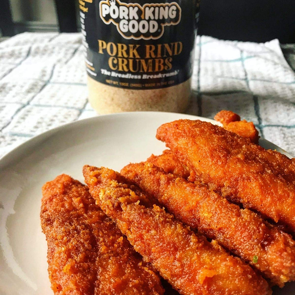 Pork King Good crumbs on fish sticks for a crunchy coating.