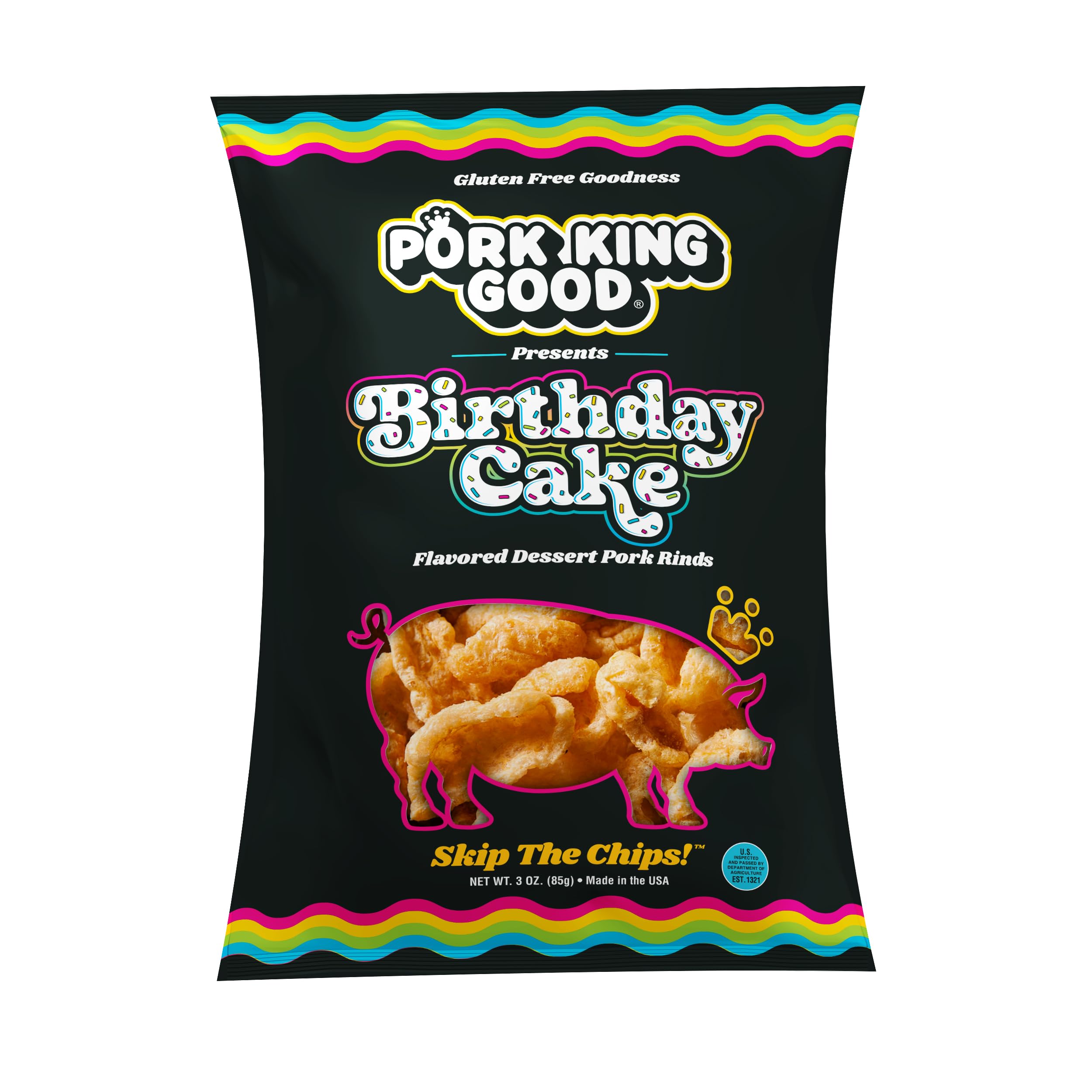 Pork King Good Old-Timey Butterscotch pork rinds close-up buttery-sweet flavor