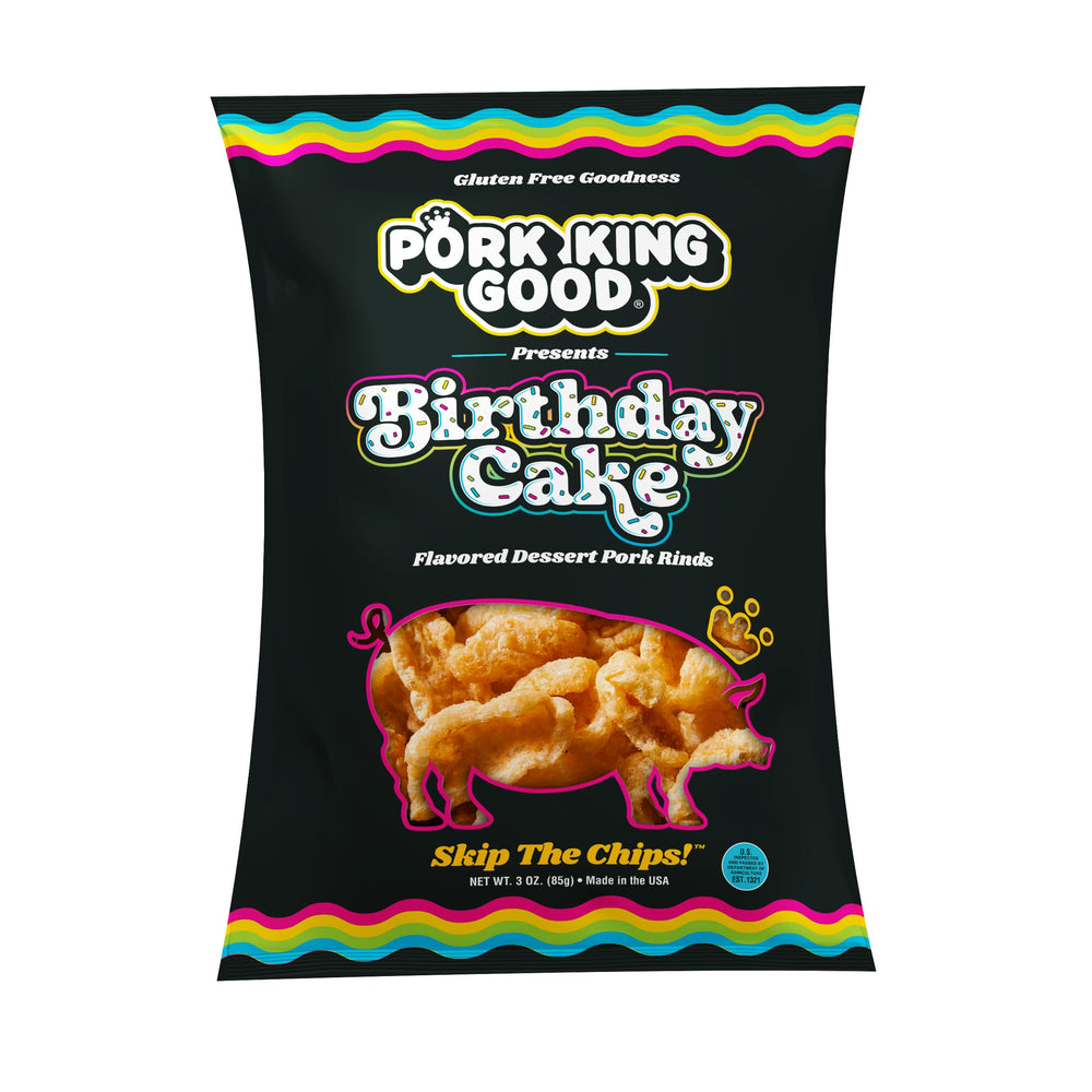 Pork King Good Old-Timey Butterscotch pork rinds close-up buttery-sweet flavor
