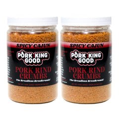 Pork King Good pork rind breadcrumbs jar close-up, zero-carb ingredient option.