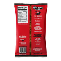 Pork King Good Stupid Hot pork rinds crispy close-up, ideal for spicy snack lovers.