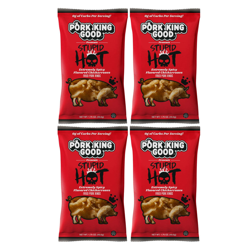 Pork King Good Stupid Hot pork rinds serving idea, party snack for friends.