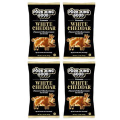 Pork King Good White Cheddar pork rinds bag pouring texture and aroma