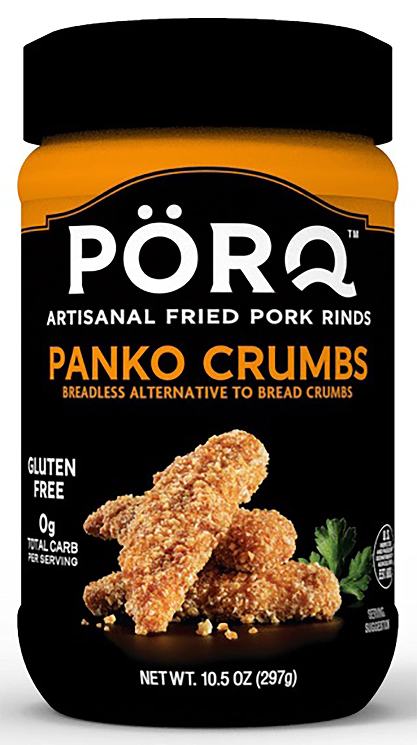 porq Panko Crumbs shaker lid in action for precise coating control.