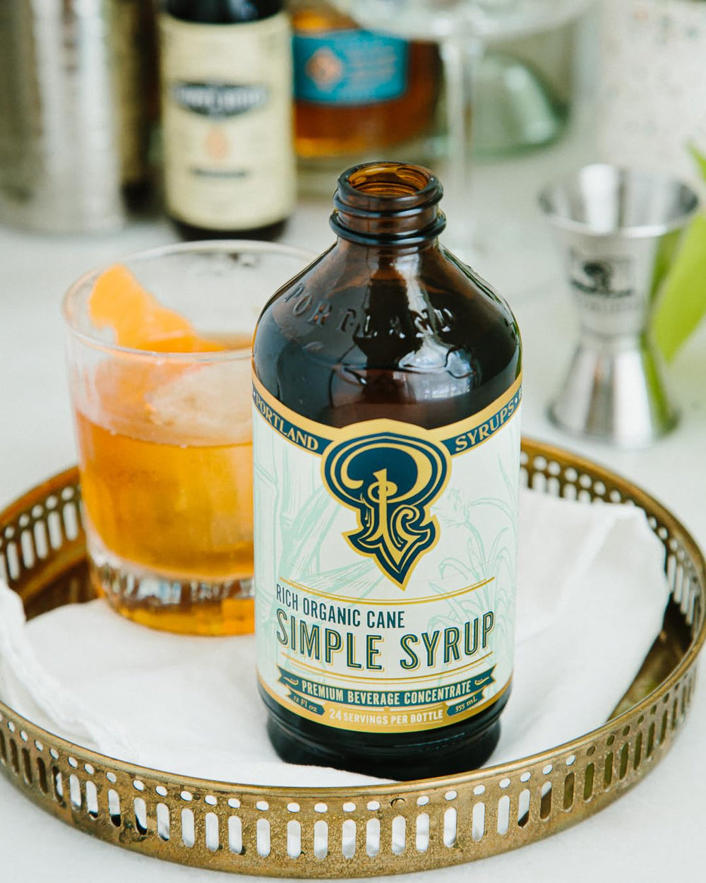 Portland Syrups label highlights concentrated flavor with 24 servings per bottle