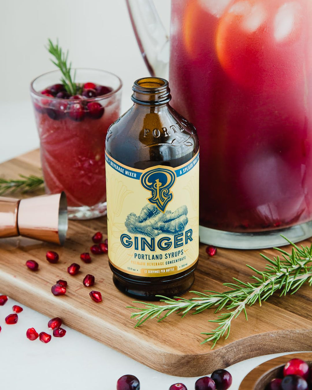 Portland Syrups Authentic Ginger Syrup packaging highlights natural ingredients.