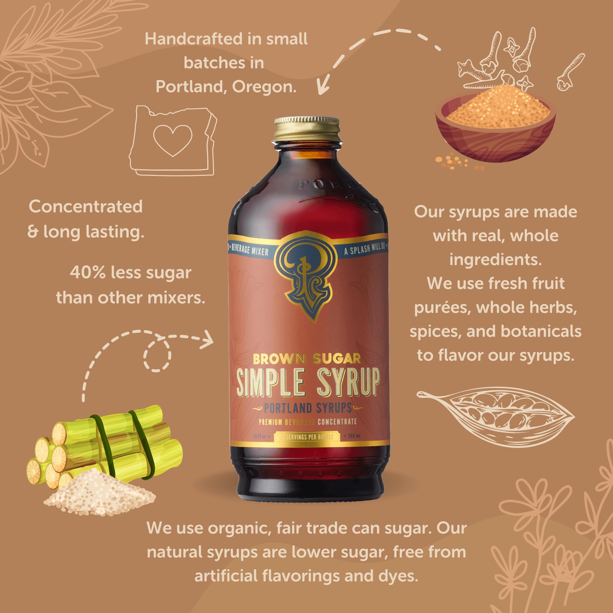 Portland Syrups bottle close-up with label, premium hand-brewed quality for drinks.
