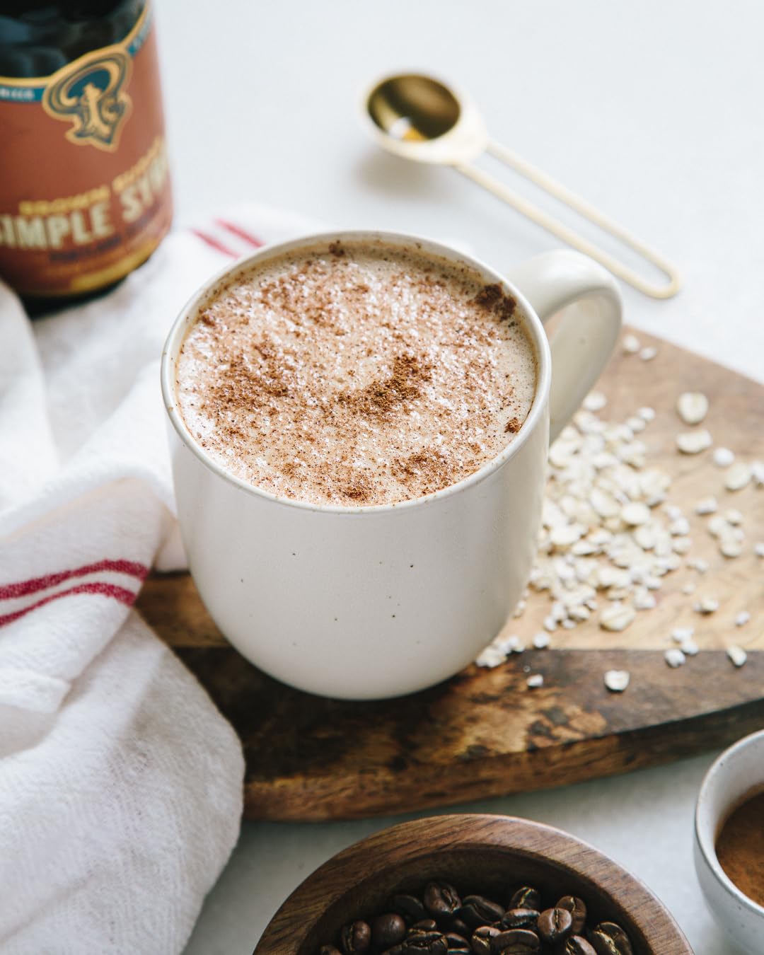 Portland Syrups Brown Sugar Simple Syrup in coffee latte scene for flavor integration