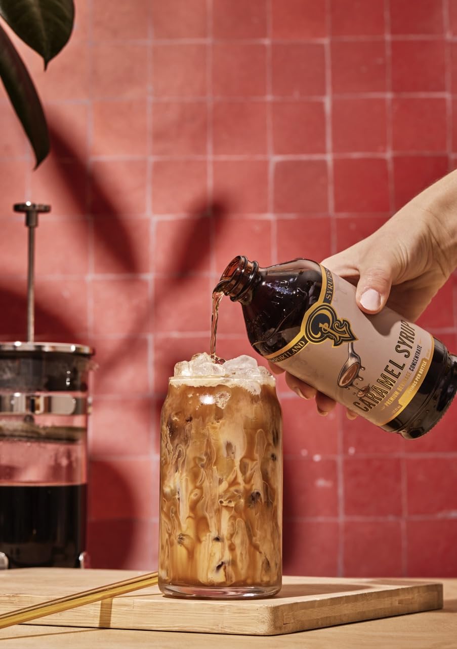 Ingredients label on P Portland Syrups Caramel Syrup highlighting natural ingredients