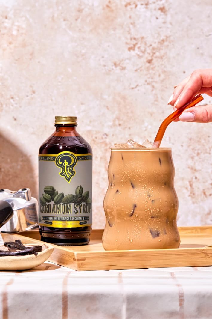 Latte with Portland Syrups Cardamom Syrup drizzle adding aroma.