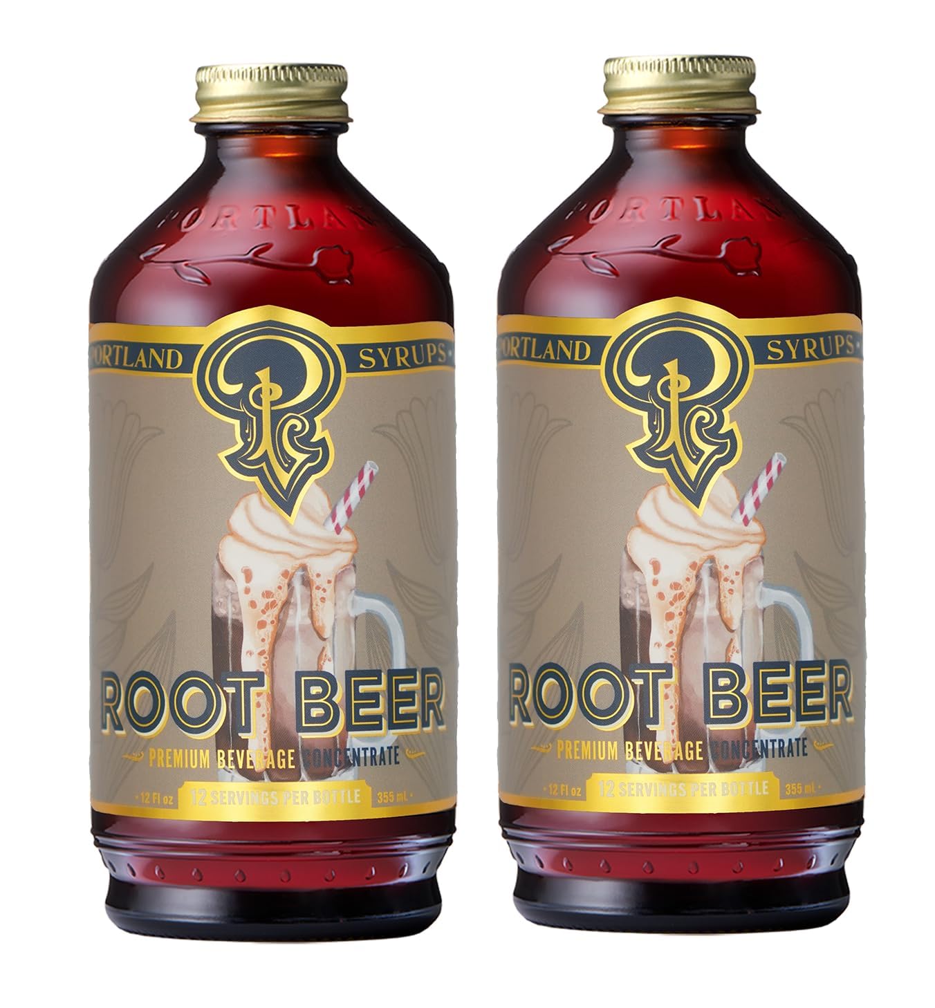 Portland Syrups Genuine Root Beer Syrup bottle delivers authentic flavor for cocktails.