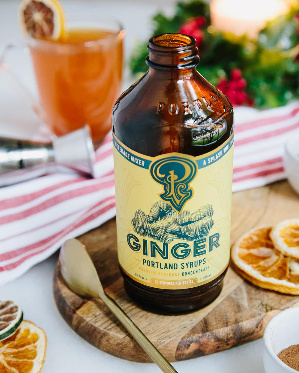 Close-up of organic ginger and cane sugar ingredients.