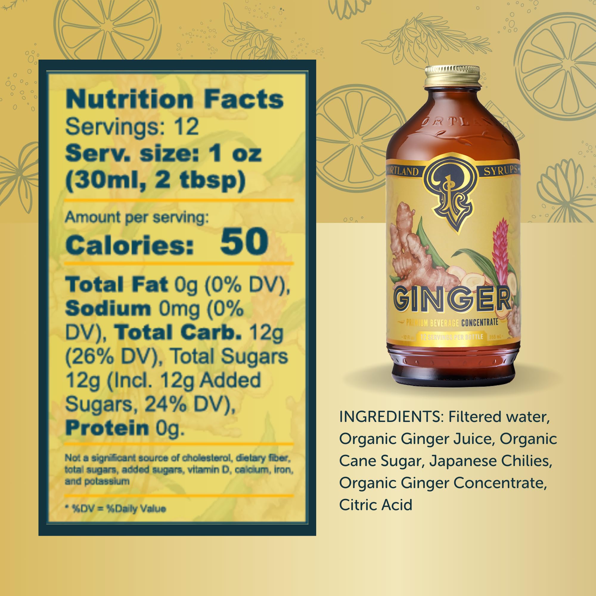 Portland Syrups Ginger Syrup pour showcasing easy cocktail mix.