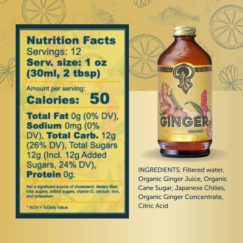 Portland Syrups Ginger Syrup pour showcasing easy cocktail mix.