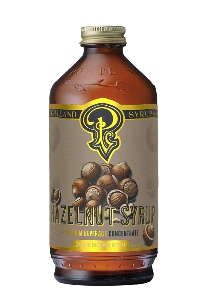 Portland Syrups Hazelnut Syrup bottle presents gourmet flavor for hot and cold drinks