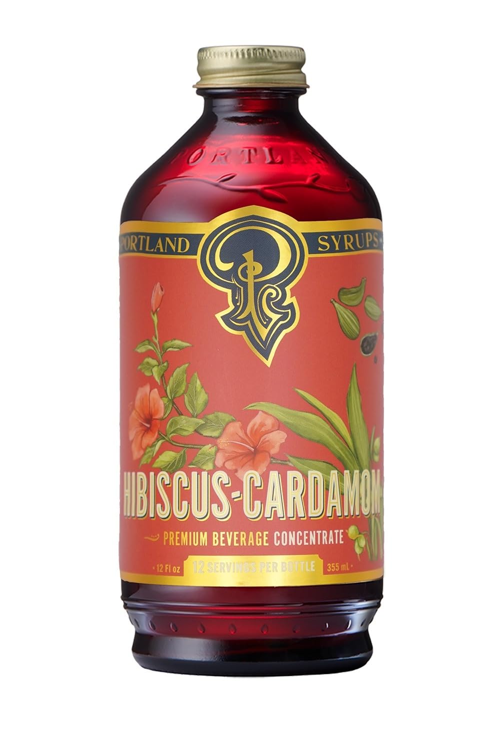 Portland Syrups Hibiscus Cardamom bottle for handcrafted cocktails