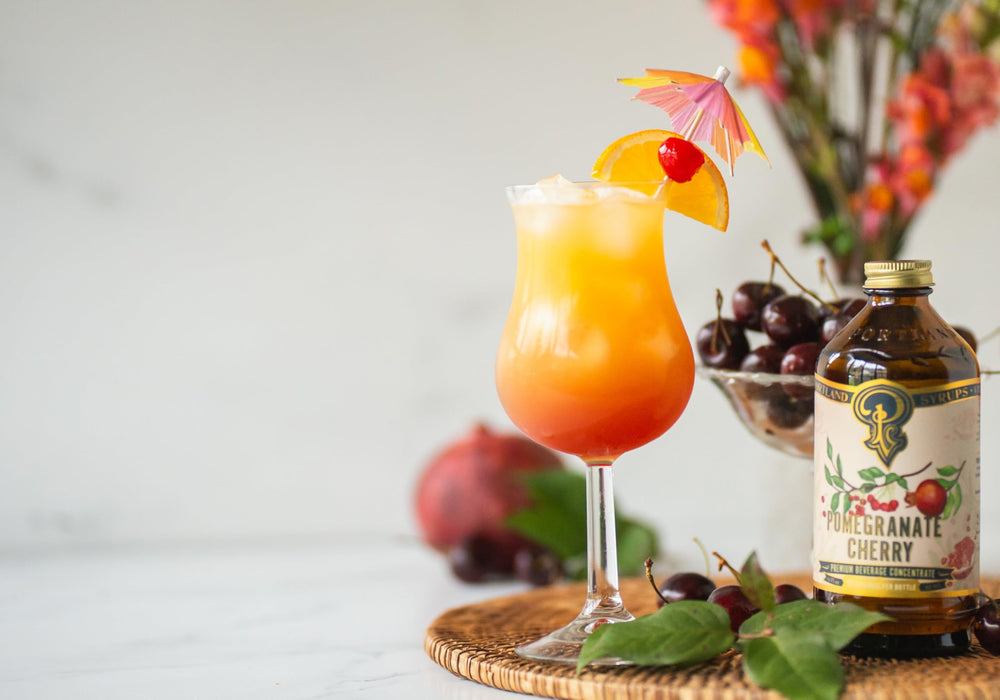 Pomegranate Cherry mocktail setup adds color and aroma