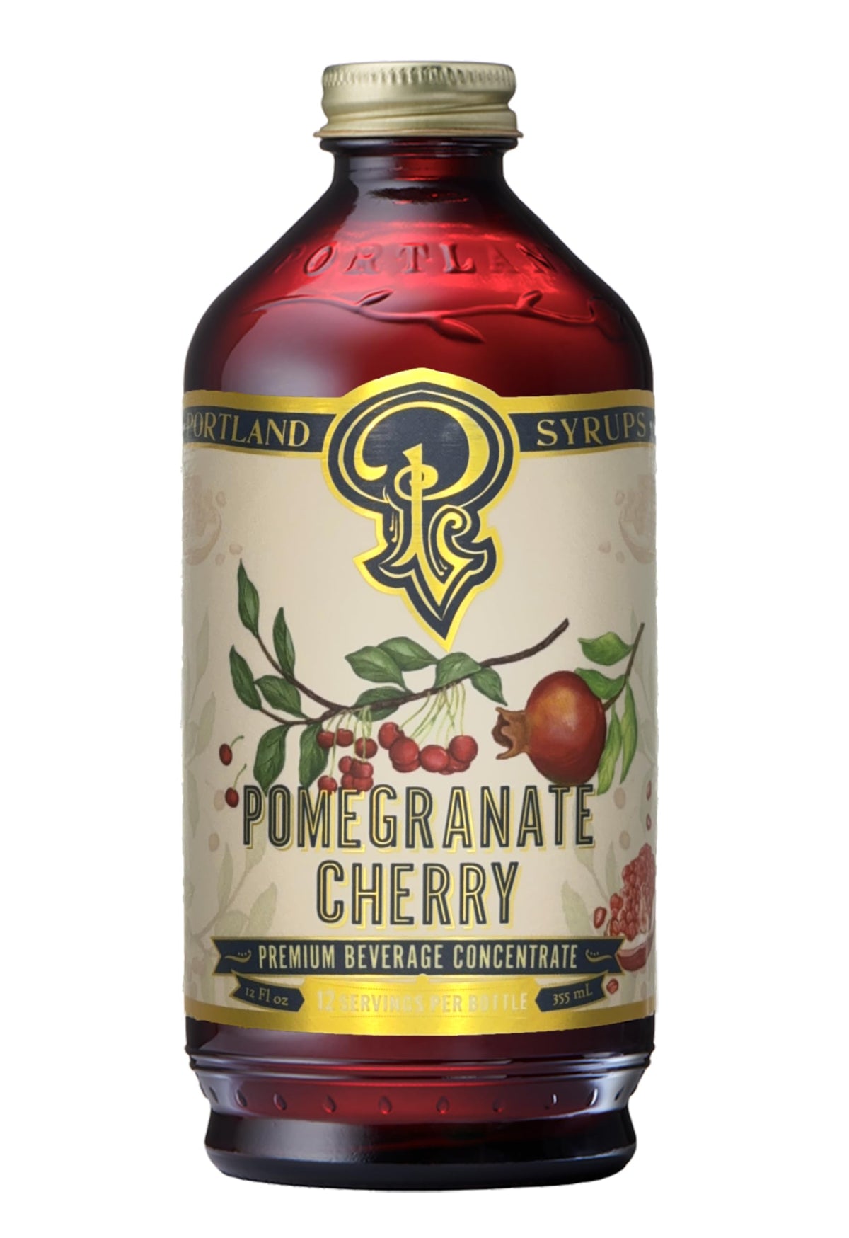 Portland Syrups Pomegranate Cherry syrup bottle for premium cocktails