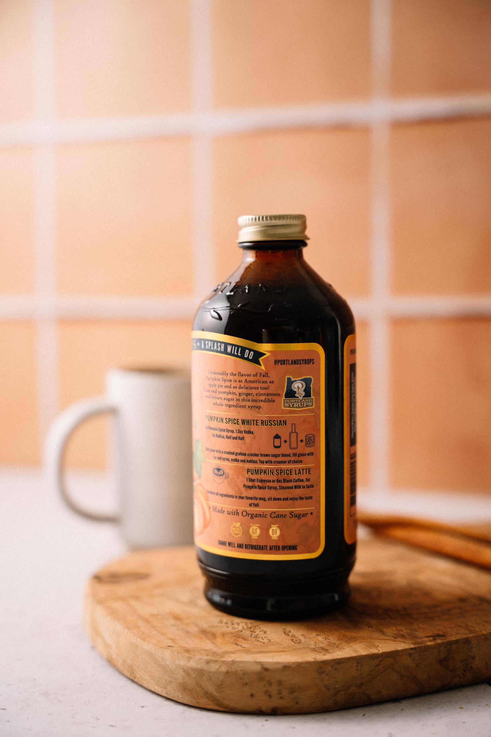 Portland Syrups Pumpkin Spice in a cocktail shaker for festive mocktails