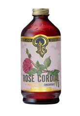 Portland Syrups Rose Cordial Syrup bottle with dried rose petals for elegant cocktails