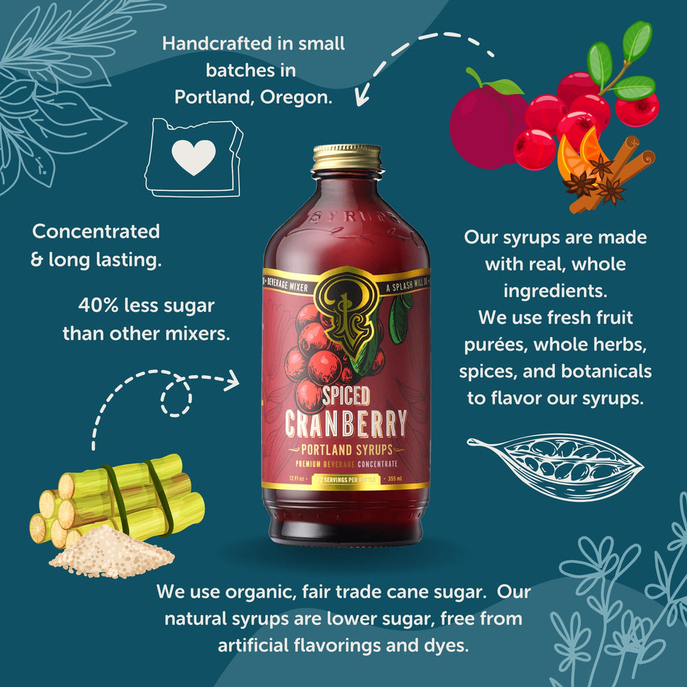 Close-up of ingredients for Portland Syrups Spiced Cranberry Syrup.