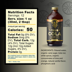 Pouring True Cola into a glass for a balanced, flavorful drink